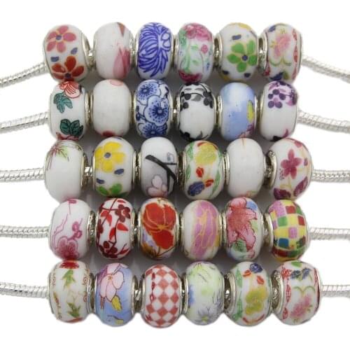 30 Pcs / Lot Mix Color Fashion Ceramic Handmade Porcelain Beads Fit Charm Bracelet Jewelry Making DIY #TH05