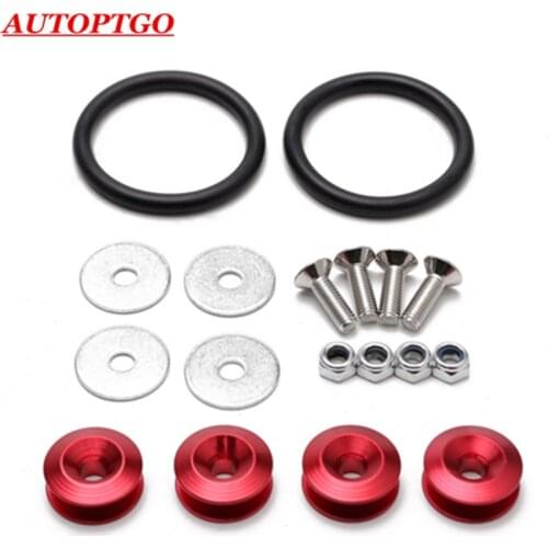 4 x Red Universal Auto Car Fender Washers Bumper Quick Release Fastener For All Cars Bumpers Trunk Latch Lid JDM Quik Released