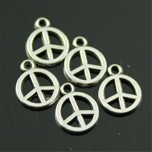 40pcs Charm Peace Symbol Small Peace Symbol Pendant Charms For Jewelry Making Antique Silver Color Tiny Peace Charms 8mm