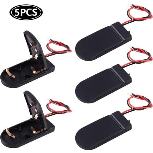 5pcs/lot CR2032 Battery Holder Coin Cell Holder With Switch 2 X 3V Button Battery Holder Case With ON/Off Switch Lead Wire