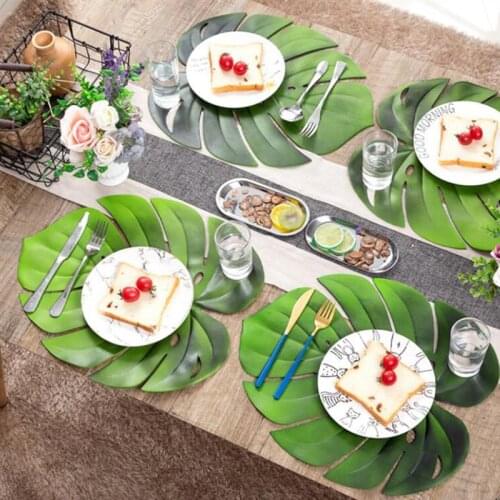 6Pcs Artificial Monstera Leaf Shape Placemats Anti-Slip Table Mat Party Decors