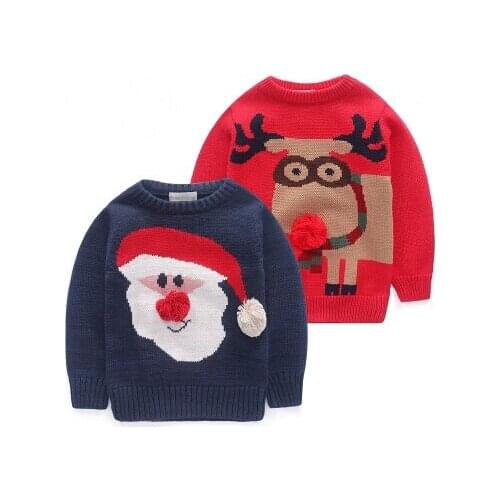 Free shipping Childrens clothing winter christmas Santa Claus and Deercartoon child baby boy and girls sweater