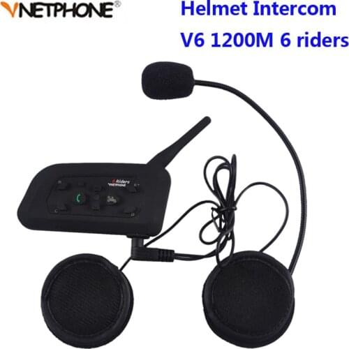 Vnetphone V6 BT Interphone 1200M Motorcycle Bluetooth Helmet Intercom intercomunicador moto interfones headset for 6 Riders