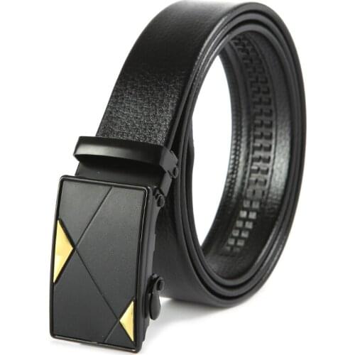 Western Denim Mens Leather Automatic Belt Length Cuttable Belt Buckle Fashion Classic