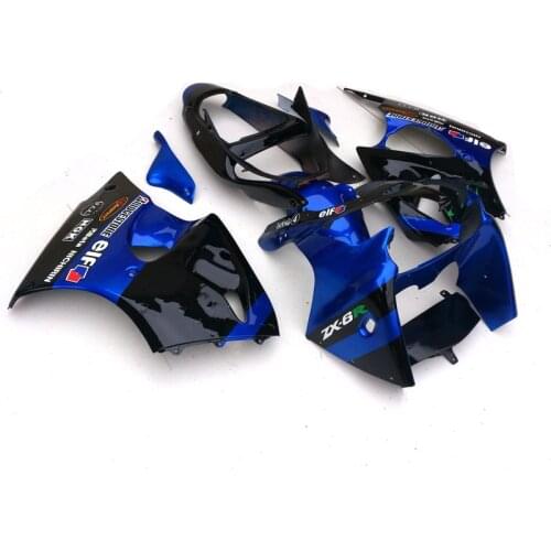 Custom Paint Injection Motorcycle parts for Kawasaki Ninja ZX6R fairing kit 2000 2001 2002 blue black set zx6r 00 01 02 YH40