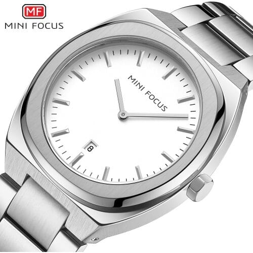 MINIFOCUS Business Watch Men Brand Luxury Quartz Analog Clock Fashion Army Mens Wristwatches Waterproof Stainless Stell Strap