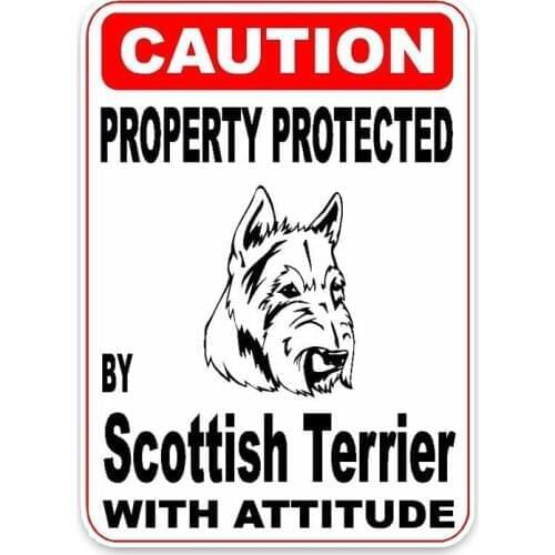 New Personality Car Stickers Property Protected By Scottish Terrier Dog The Tail of The Motorcycle Decals PVC 14cm *10cm