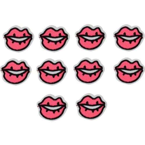 Diy patches for clothing iron embroidered patch applique iron on Lips patches sewing accessories badge stickers for clothes bags