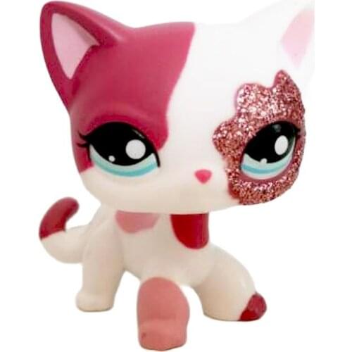 Real rare pet shop cute toys standing #2291 white pink short hair cat Sparkle Flower Eyes Kitty original birthday gifts