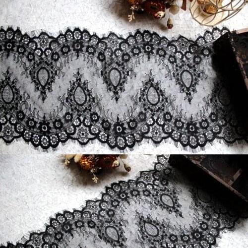Latest Design French Style Chantilly Lace Trim Double Edge Eyelash Trim Lace Fabric For Craft, Table Cloth, Women Clothes