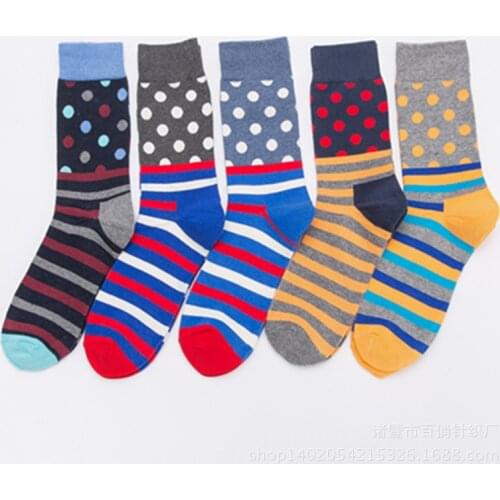 2021 New Mens Socks Trendy Dots Series Mens Print Pattern Art Design Casual Men Cotton Sock For Fashion Males Socks