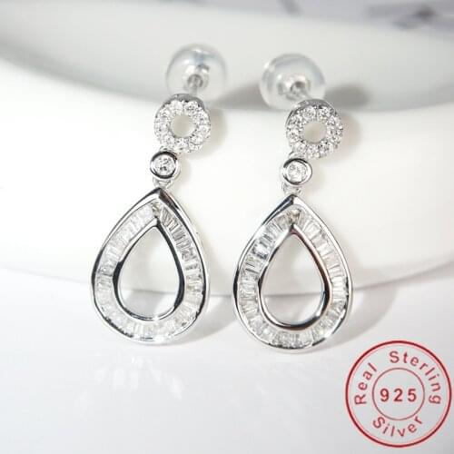 2020 Original 925 sterling silver T shape Diamond Dangle Earring Jewelry Party Wedding Drop Earrings for Women Bridal Gift