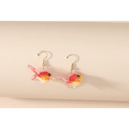 DIY Cute Style Small Goldfish Pendant Simple Design Drop Earrings for Women Girls Fashion Jewelry