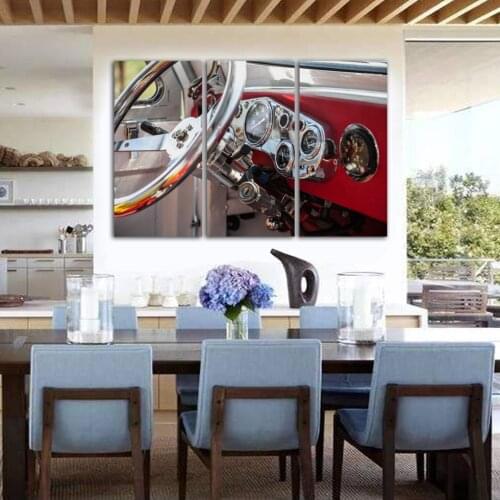 Selling Free shipping 3 panel paint color auto car power engine wheel art Home Decoration Canvas Poster Print unframed FA306