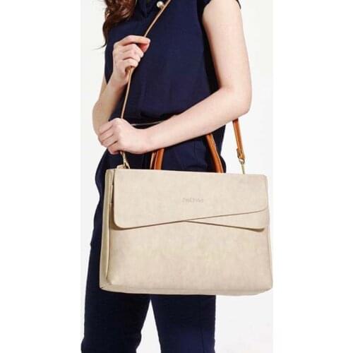 Luxury Fashion Leather Women Briefcase Business 14 Inch Laptop Bag Female Handbags Shoulder Messenger Commuter Bags