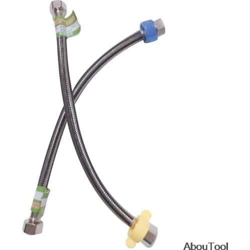 Silver Water Inlet Hose Stainless Steel Alloy Wire Braided Pipe Water Heater Metal Hose High Pressure Water Supply Hose 4 point