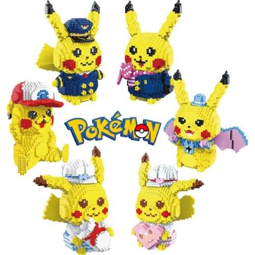 Pokemon series multi-expression Pikachu model diamond small building block puzzle assembly children toy gift