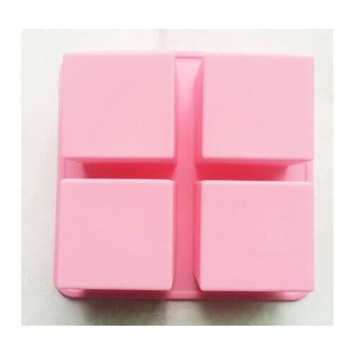 4 Cavity Squares Silicone Loaf Cake Bar Baking Pan Chocolate Jelly Ice Cube Soap Candle Wax candy Mould Mold 120ml per square