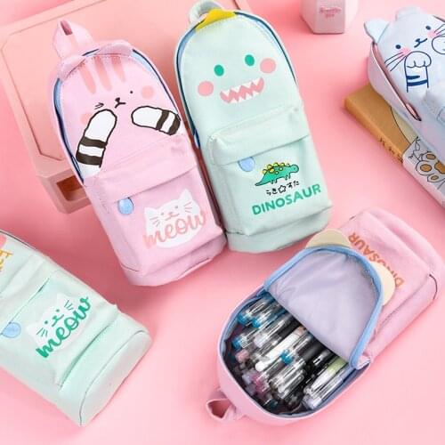 Cute Canvas Pencil Case Kawaii Stationery Small Cosmetic Bag Portable Letter Zipper Cosmetics Female Toiletry Storage Handbag