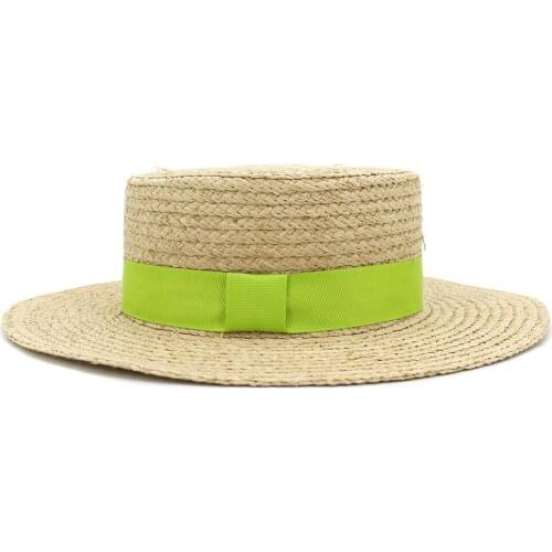 HanXi 2020 Summer Raffia Straw Hat Women Sun Caps with Ribbon Fashion Casual Panama Hat for Unisex
