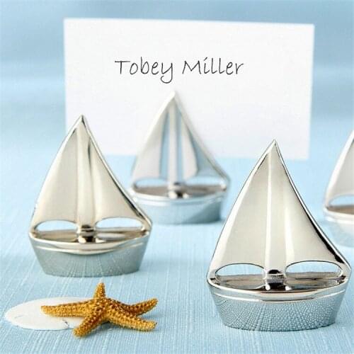 Wedding favors Shining Sails Boats Silver Place Card Holders Elegant wedding party supplies 500pcs Wholesale DHL Free Shipping