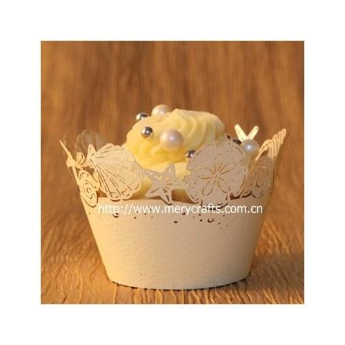 Fresh " sea shell " laser cut cupcake wrapper for wedding and party decoration