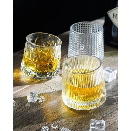 Thickened rotating crystal glass wine glass ins wind Nordic whiskey glass creative personality foreign wine tumbler glass