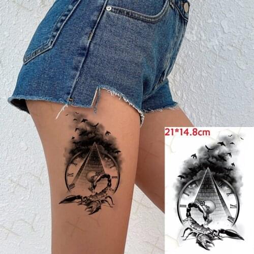 Waterproof Temporary Tattoos Sticker Scorpion Fly Birds Dark Clouds Fake Tattos Flash Tatoo Tatouage for Women Men Lady