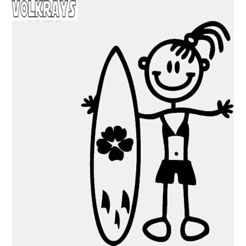 Volkrays Personality Car Sticker Mom 3 Surf Family Family Accessories Reflective Waterproof Vinyl Decal Black/Silver,8cm*5cm