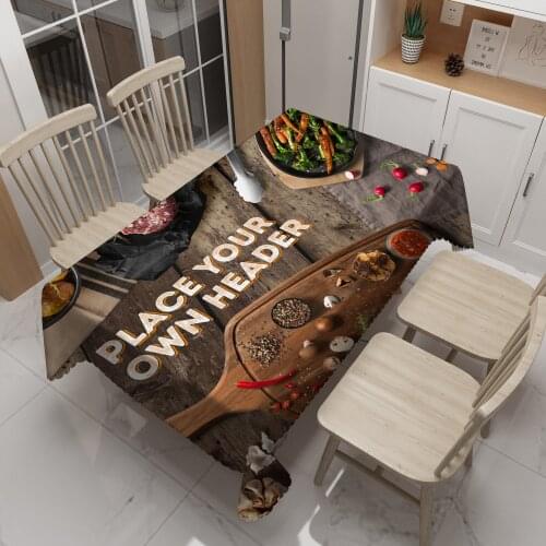 Japan Christmas Tablecloth Delicious Steak Sushi Food Pattern Thicken Washable Fabric 3D Round Table cloth for Family Wedding