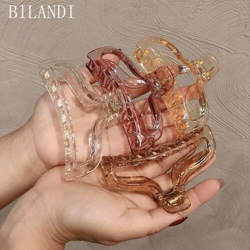 Bilandi 2021 New Acrylic Resin Hair Clips Transparent Geometric Hollow Hair Clip Pin Headwear Accessories for Women Jewelry