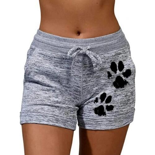 Women Jogging Shorts High Waist Cats Claw Print Drawstring Quick Dry Elastic Running Gym Fitness Sports Shorts