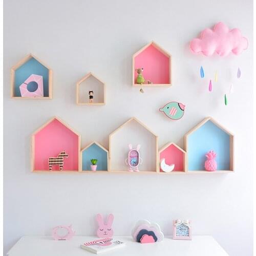 1/3pcs Wooden Wall Shelf Child Kid Room Decorative Wood Shelf Wall Mounted Sundries Crafts Holder Rack Bedroom Living Room Decor