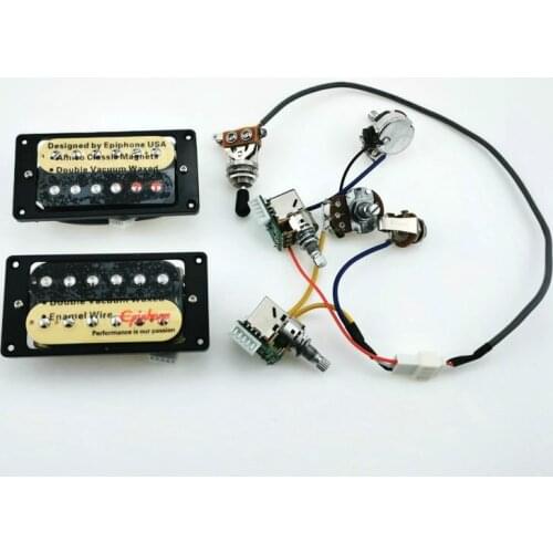 Double Coil Pickups 1 Set LP Standard Neck and Bridge Electric Guitar Humbucker Pickups with Pro Wiring Harness For EPI