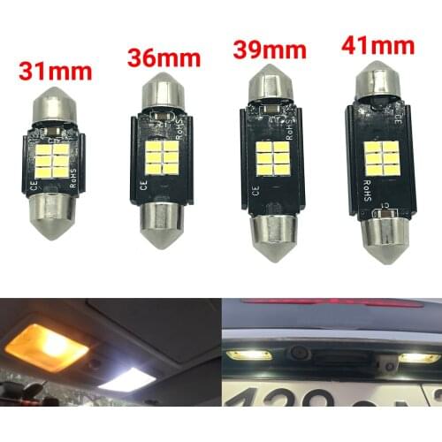 1Pcs 12V Festoon C5w C10w LED Car Interior Dome Light Bulb CANBUS Reading Lamp License Plate Light 6000K White Constant Current