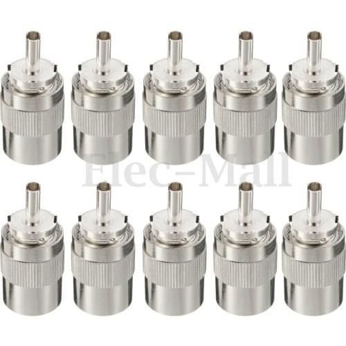 10pcs Connector UHF male PL259 plug solder RG8 RG213 LMR400 7D-FB cable silver