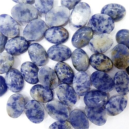 100Pcs 14x10x5mm Wholesale Natural Blue Sodalite Oval Cab Cabochon DIY Jewelry Making Accessories M47
