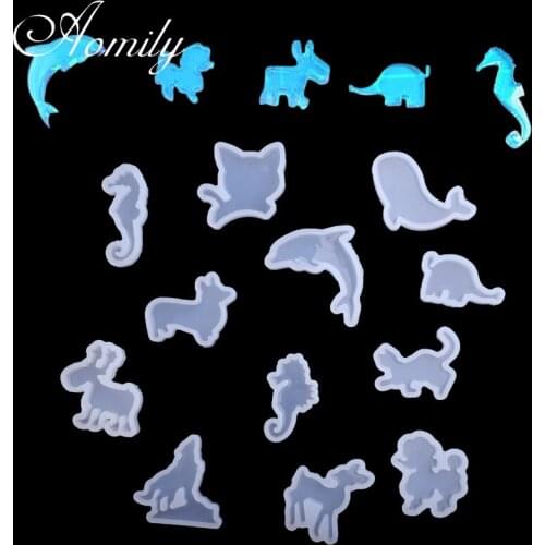 Aomily 12pcs Dolphin Silicone Resin Epoxy Mold DIY Pendant Bracelet Making Molds Baking Tools Cake Decoration Accessories
