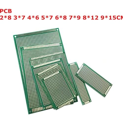 16pcs Double Side PCB Tinned 2.54mm Printed Circuit Board FR4 1.6mm Universal PCB 2*8 3*7 4*6 5*7 6*8 7*9 8*12 9*15CM Veroboard