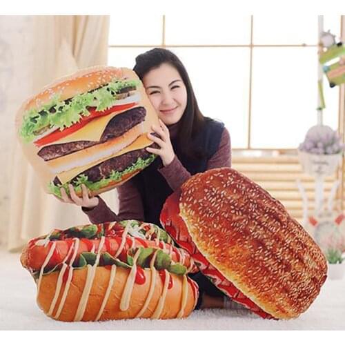 3D Plush Pillow Cushion Gift Soft Stuffed Backrest Toys Birthday Funny Cookie Pizza Bread Shape For Children Home Decor Girl