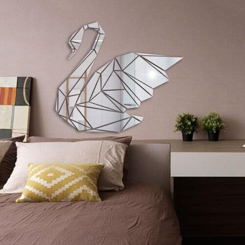 3D Mirror Wall Stickers Geometric Swan Acrylic Mirror Sticker Wall Stickers For Bedroom Living Room Background Wall Home Decor