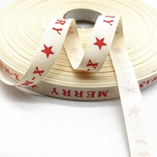5yds 15mm Christmas Pattern Cotton Ribbon Handmade Design Printed Ribbons for Wedding Christmas Decoration DIY Sewing Fabric #37