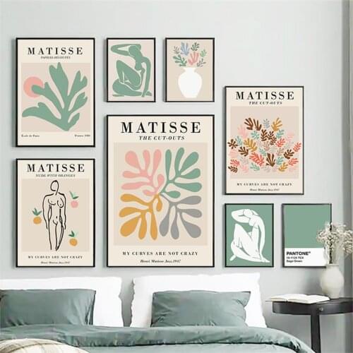 Abstract Matisse Body Coral Vase Flowers Nordic Posters And Prints Wall Art Canvas Painting Wall Pictures For Living Room Decor