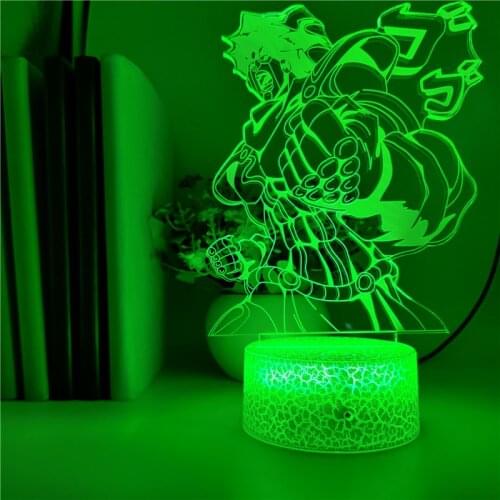 Acrylic Night Light LED Kujo Jotaro Figure 3D Lamp Nightlight Touch Switch Room Party Atmosphere Decoration Kids Friends Gift