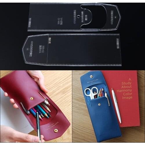 Acrylic Stencil 1 Set Leather Template Handwork Leathercraft Sewing Pattern Tools Accessory Pencil box pencil case 10*19.5*1cm