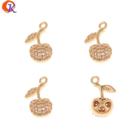 Cordial Design 50Pcs 8*13MM Jewelry Accessories/Hand Made/Pendant/Cherry Shape/Earring Findings/DIY Jewelry Making/CZ Charms