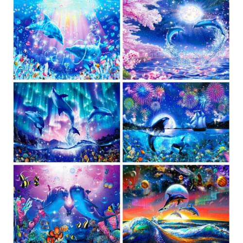 AZQSD Diamond Painting Ocean Cross Stitch Embroidery Sale Animal Full Square Rhinestones Handmade Home Decor Gift Needlework