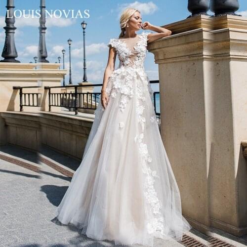 Louis Novias Ball Gown Wedding Dress Floor-Length Wedding Gowns Light Wedding Dress Appliques Cheap High Quality Custom For Sale