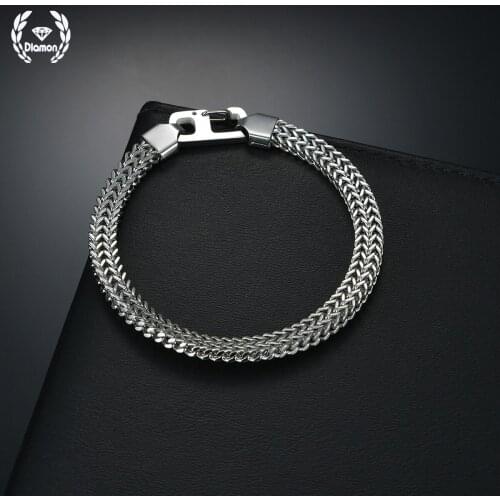 Diamon New Double Braided Square Keel Bracelet Steel Color Bangles for Men Charms Fashion Couple Gift Jewelry Dropshipping