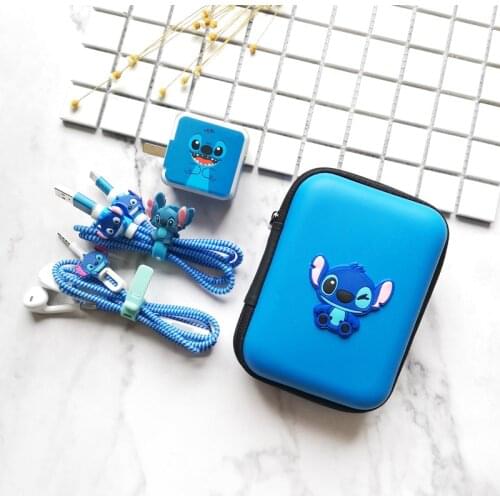 Disney animation Earphone Bag Case Cable Protector USB Charge Sticker Spiral Cable Protection for iPhone mobile phone